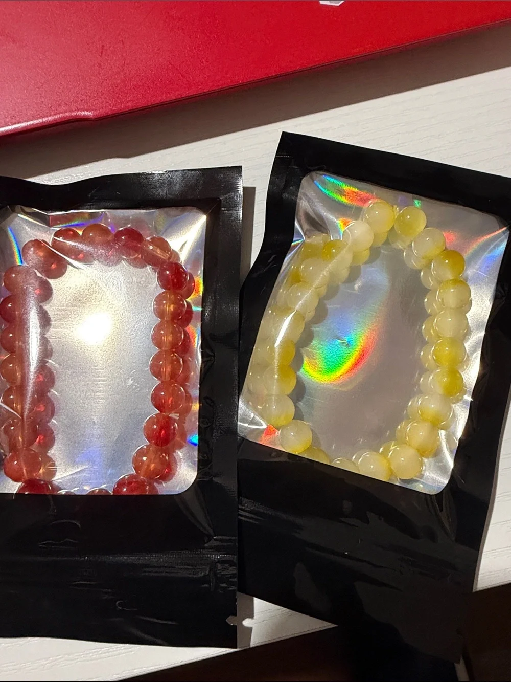 Kids Stretch Bead Bracelet Duo - Red & Yellow